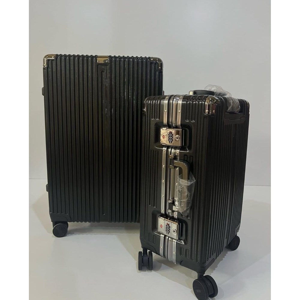 Swiss Tech, 2 Piece Set Luggage 20In/24In Aluminium Frame Pc Abs Zipperless Luggage Hardshell Tsa Lock Spinner Wheels Carry On Suitcase With Cup Holder & Hook, Available in Different Colors