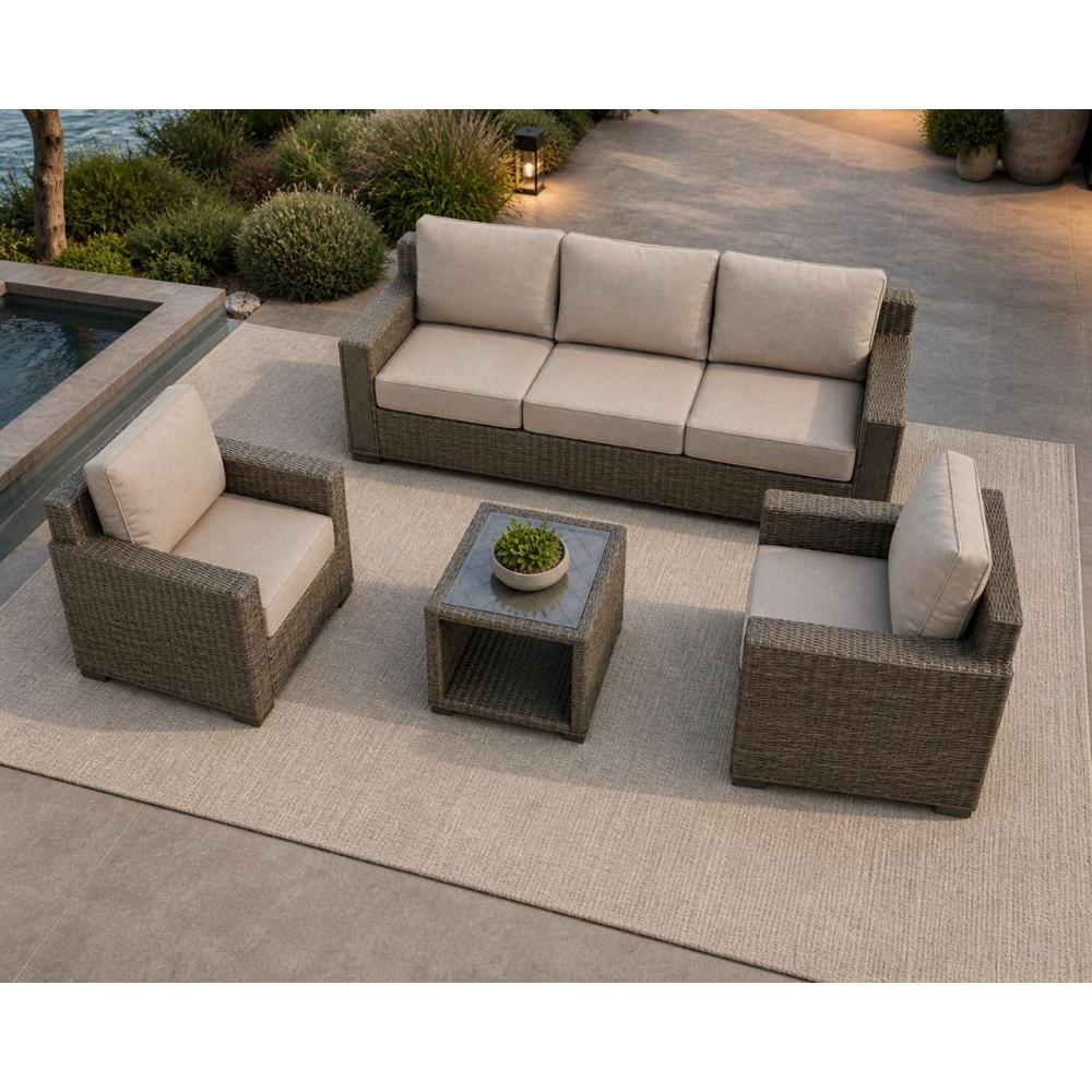 Modern Outdoor Resin Sofa Set (3+1+1) with Table, T-1819