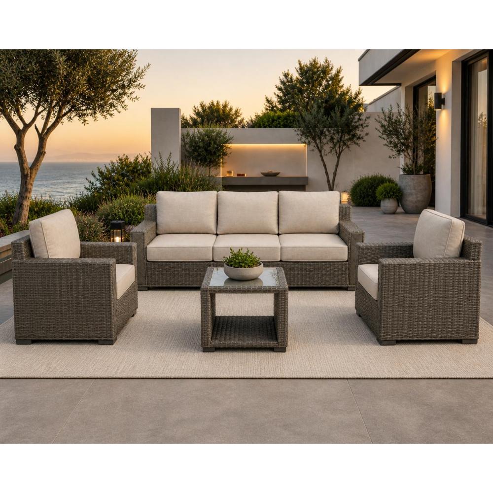 Modern Outdoor Resin Sofa Set (3+1+1) with Table, T-1819