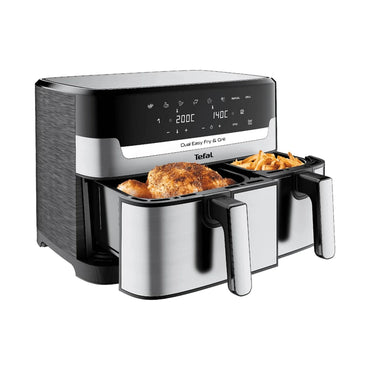 Tefal Dual Easy Fry & Grill, 2700W - Black - SS, 8.3L-6P, 50Hz, TEF-EY905D10