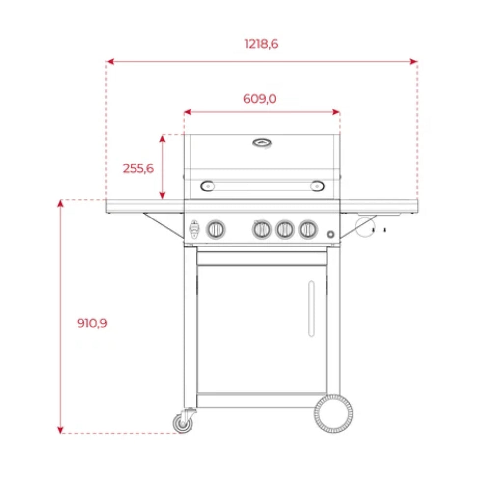 Teka Total Gas Barbecue Cooker Gourmet 121cm T-BBQ 3100G [Black], TEKA-3100G