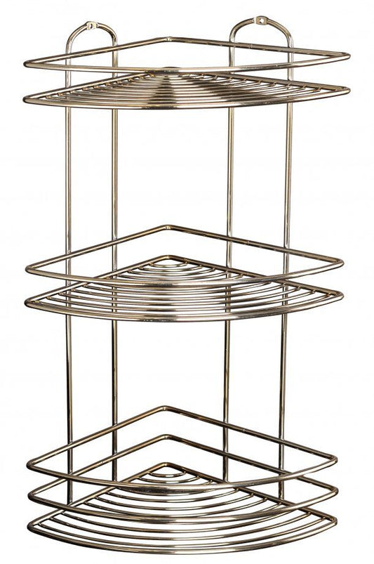 Tekno Tel, Bathroom 3 Corner Shelves Gold 21X21X46Cm / 1.45Kg / 5Mm Thickness