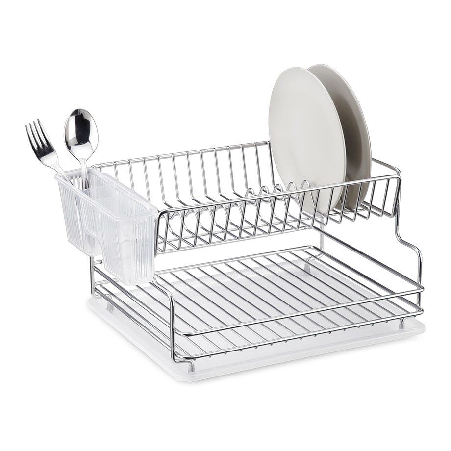 Tekno Tel, Dish Drainer Two Tiers With Cutlery And Tray / Chrome 30X42X21 Cm / 1.87Kg