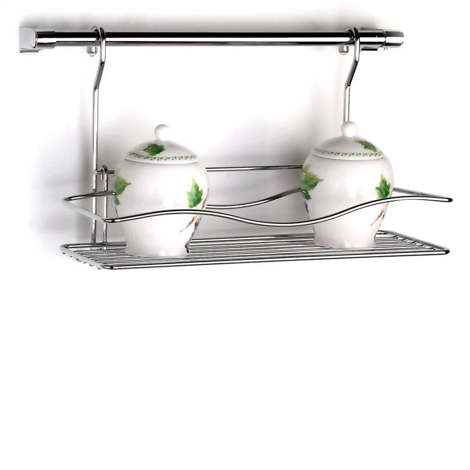 Tekno Tel, Spice Rack With 40 Cm Rail / Chrome 18X41X25Cm / 1.01Kg /Foldable 40Cm Tube And Kit Included