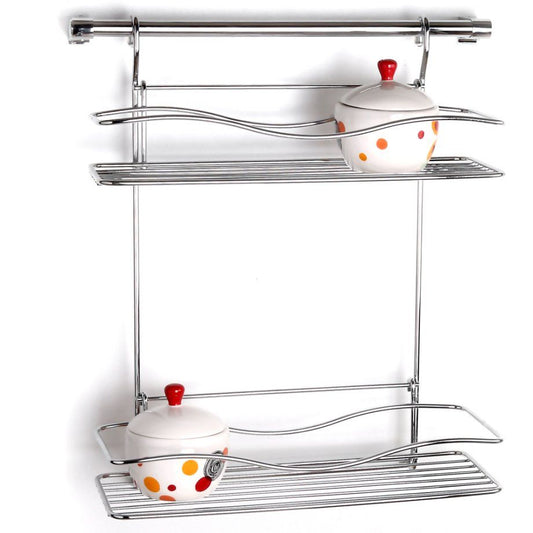 Tekno Tel, Spice Racks Two Tiers With 40 Cm Rail / Chrome 18X41X46Cm / 1.70Kg / Foldable - 40Cm Tube And Kit Included