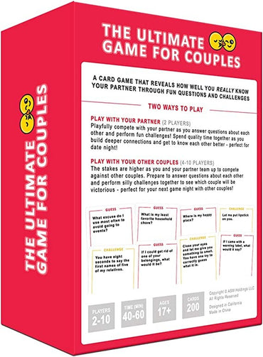 The Ultimate Game for Couples - Great Conversations and Fun Challenges for Date Night - Perfect Romantic Gift for Couples