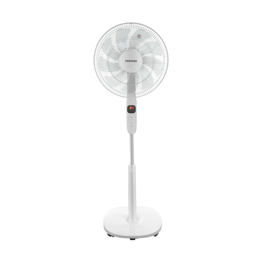 Toshiba Fan 16-Inch Pedestal Stand Fan, DC Motor, 12 Speed, 55W + Remote Control [White], TOS-DSC70ME