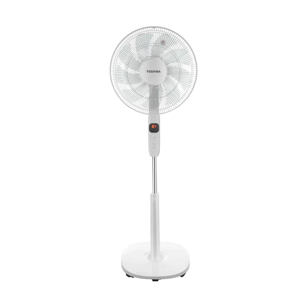 Toshiba Fan 16-Inch Pedestal Stand Fan, DC Motor, 12 Speed, 55W + Remote Control [White], TOS-DSC70ME