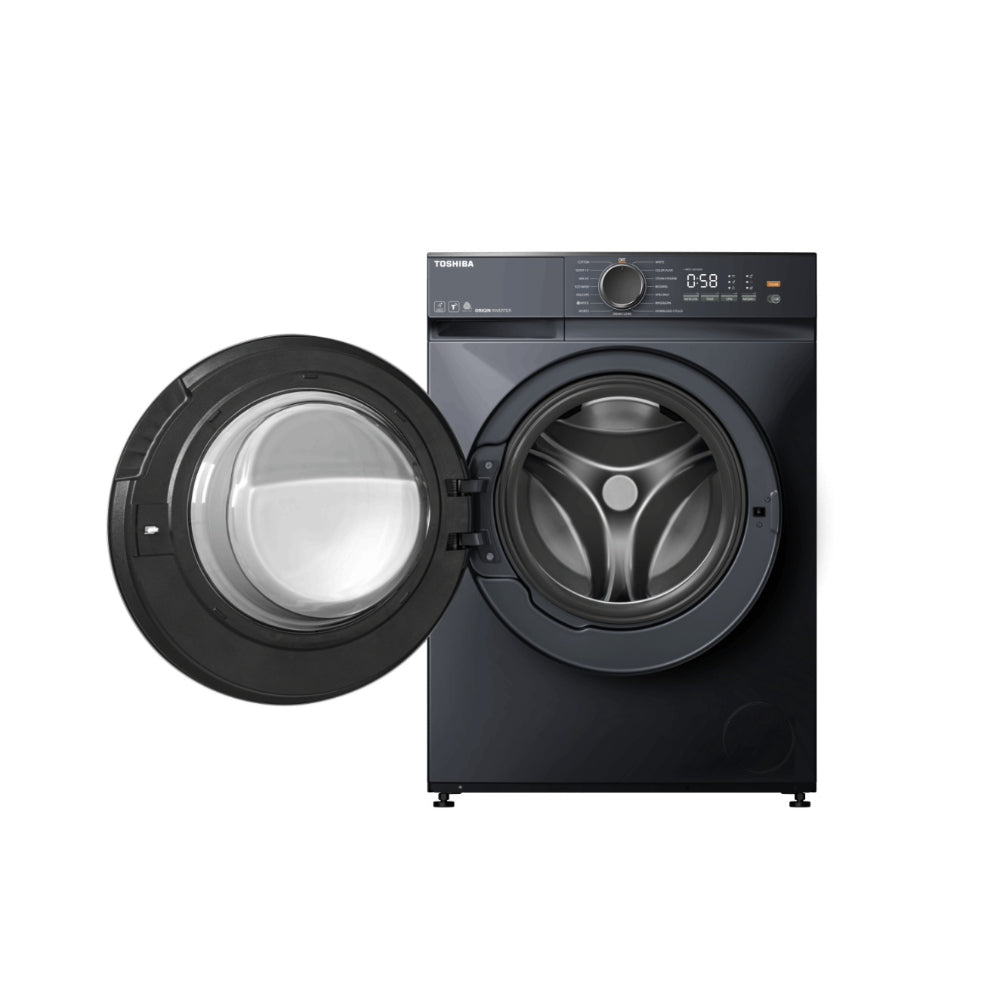 Toshiba Front Load Washer, 9Kg, 15 Programs, 1400RPM, Stainless Steel, Morandy Grey, TOS-T21BU100