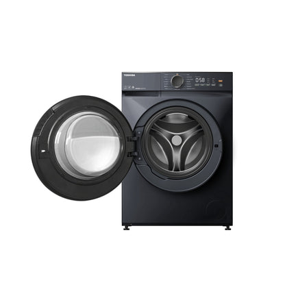 Toshiba Front Load Washer, 9Kg, 15 Programs, 1400RPM, Stainless Steel, Morandy Grey, TOS-T21BU100