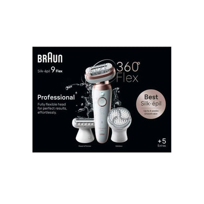 Braun Silk-Epil 9 3D Epilator, World’s 1St Fully Flex Head [Sensitive Areas], Wet – Dry, 50min, BRA-SES9060