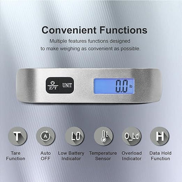 Travel Inspira, Luggage Scale, Portable Digital Hanging Baggage Scale For Travel, Suitcase Weight Scale With Rubber Paint, 110 Pounds, Battery Included