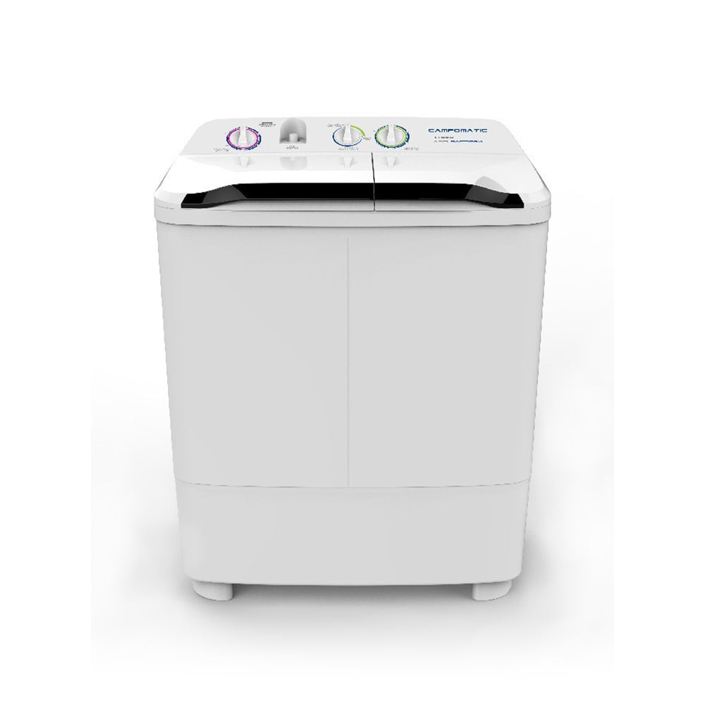 Campomatic Twin Tub Washer 8.5Kg, Plastic Body With Pump And Wheels, Antibacterial, TT850