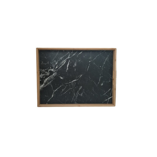 Bambum, Wood Tray With Marbell Design, Tur-B1423
