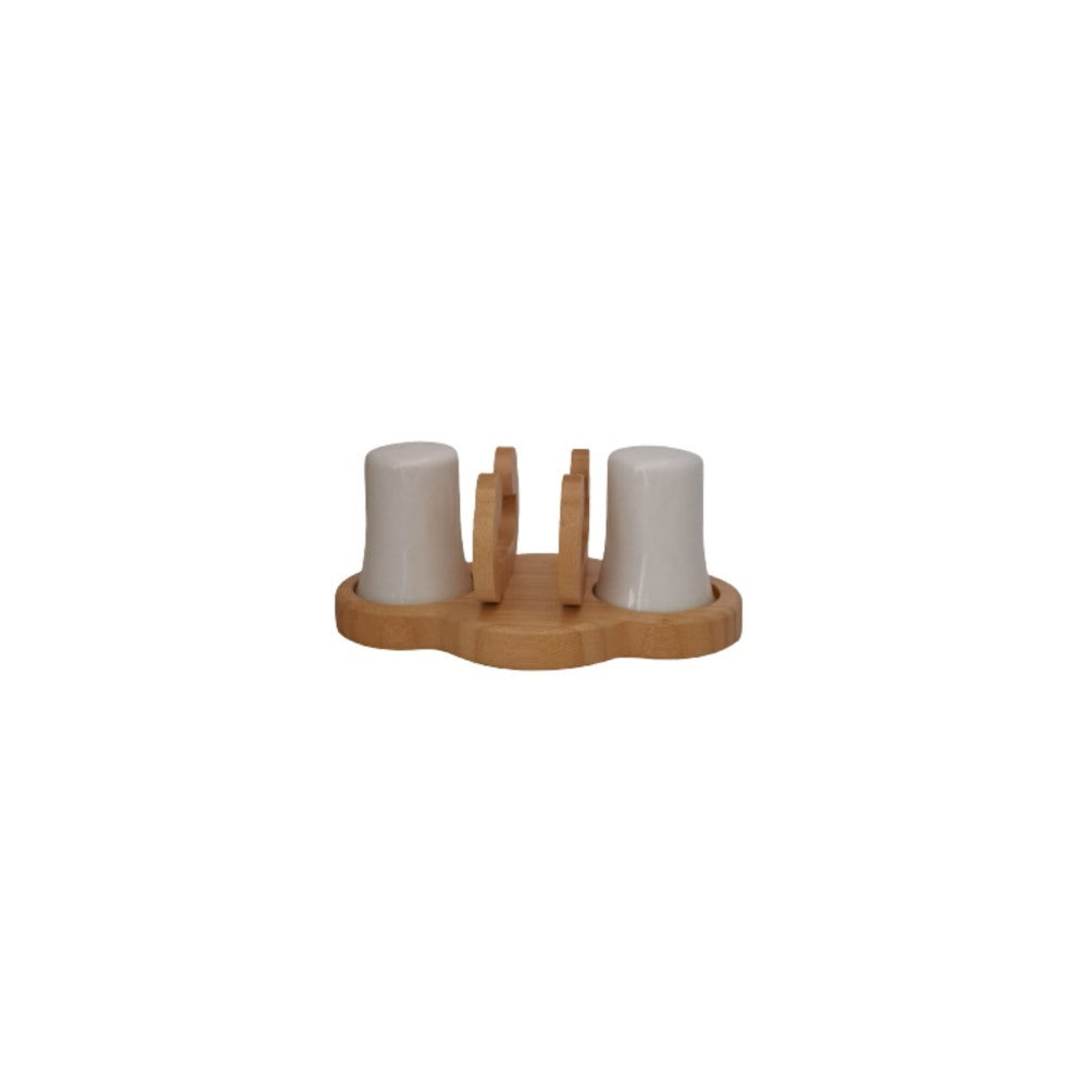 KC, Set Of 2 Salt Pepper + Wood Stand, TUR-B3333