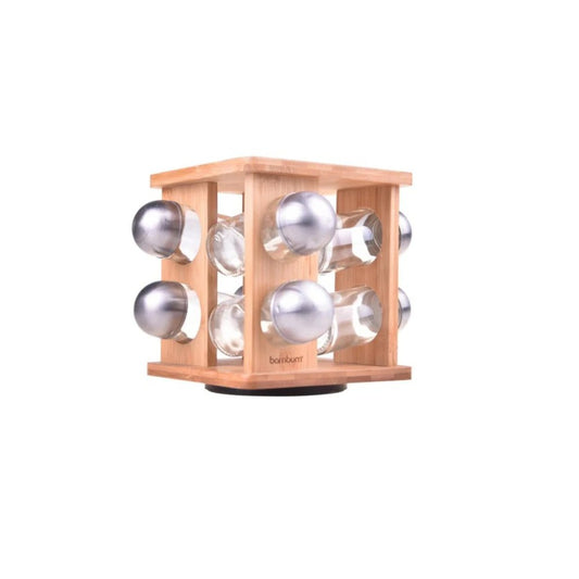 Bambum, Wood Stand Spice Rack With 8Pcs Rotating, Tur-W0375