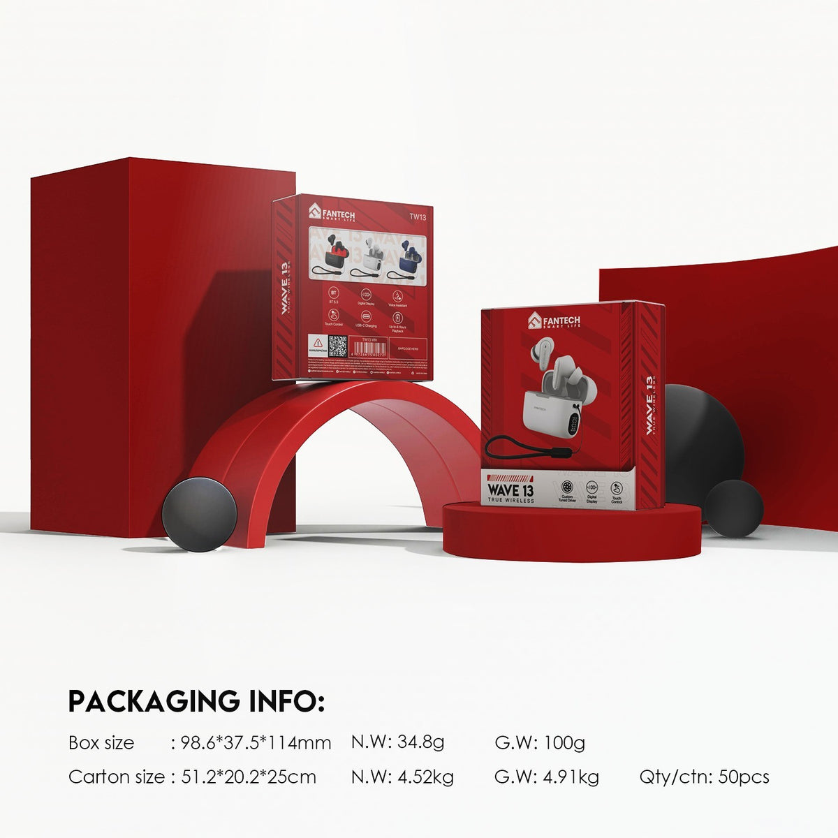 Fantech, Wave Tw13 Wireless Earphone, Available in Different Colors