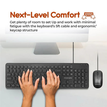 Promate, Quiet Key Wired Compact Keyboard & Mouse