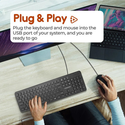 Promate, Quiet Key Wired Compact Keyboard & Mouse