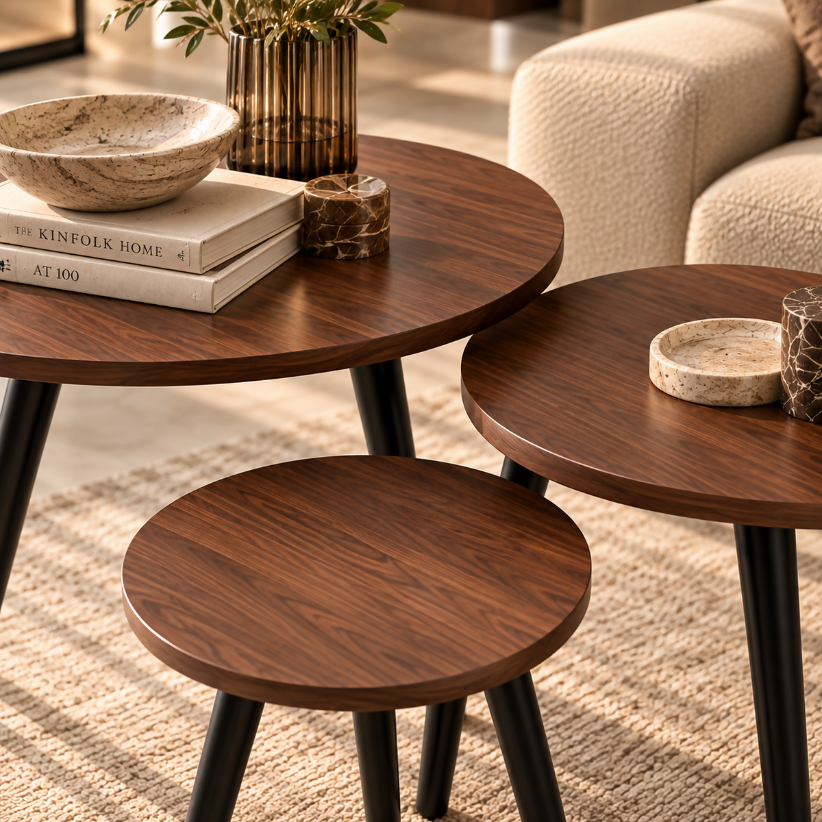Milano Walnut Side Table Set – 3 Pieces | TT-065