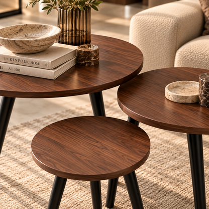 Milano Walnut Side Table Set – 3 Pieces | TT-065
