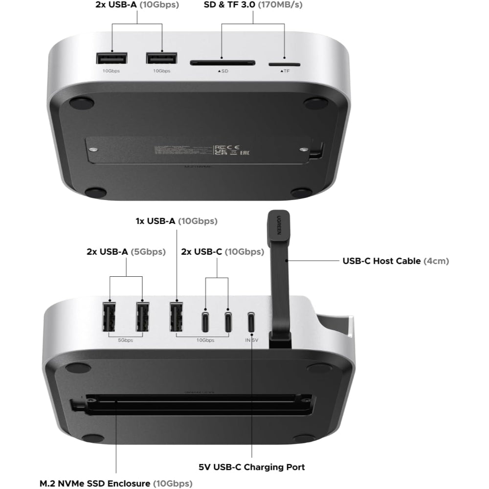 UGREEN 11 in 1 Mac Mini Docking Station with M.2 SSD Enclosure, 10Gbps Designed for Mac Mini M4/M4 Pro - CM841 65487