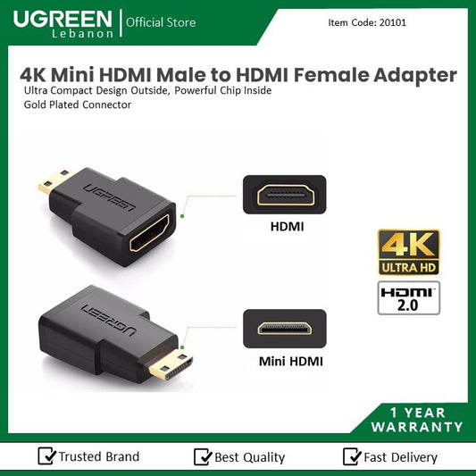 Ugreen, 4K Mini Hdmi Male To Hdmi Female Adapter