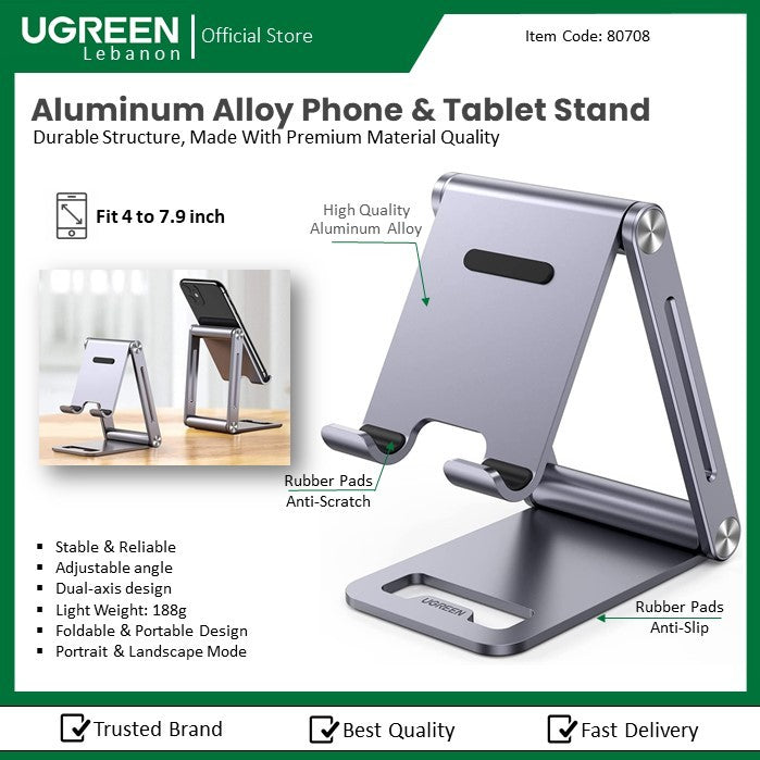 Ugreen, Aluminium Foldable, Multi Angle Tablet And Phone Stand
