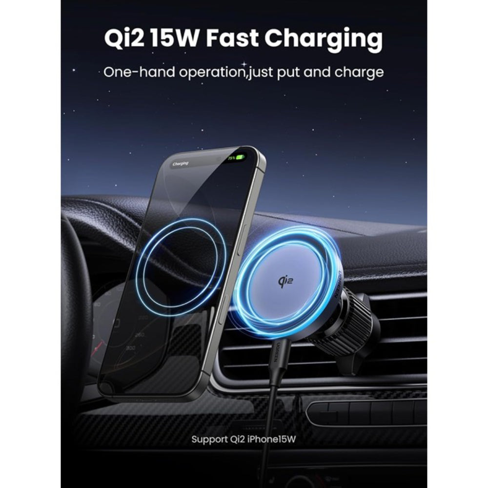 UGREEN Elite 15W Fast Wireless Car Charger, Qi2 Strong Magnetic Mount with LED Light for iPhone  - W708 35970