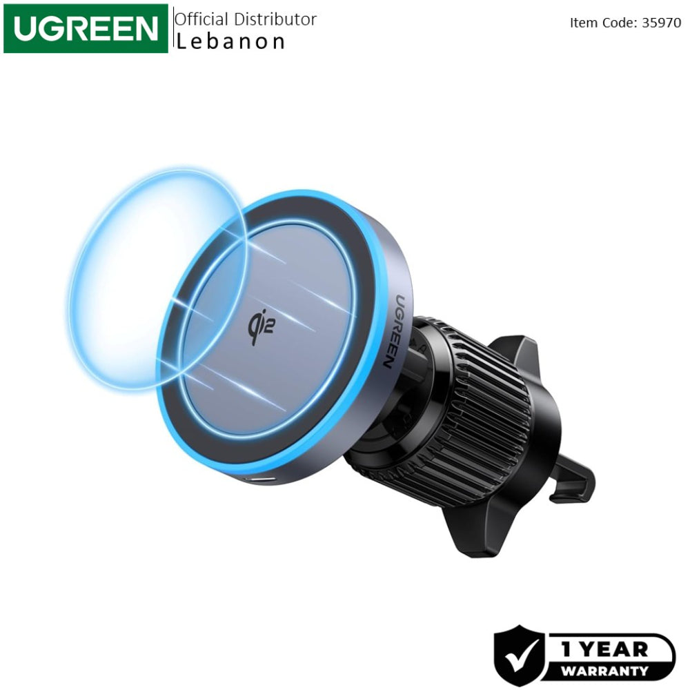 UGREEN Elite 15W Fast Wireless Car Charger, Qi2 Strong Magnetic Mount with LED Light for iPhone  - W708 35970