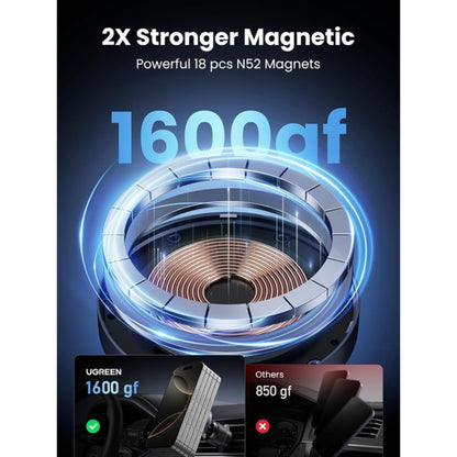 UGREEN Elite 15W Fast Wireless Car Charger, Qi2 Strong Magnetic Mount with LED Light for iPhone  - W708 35970