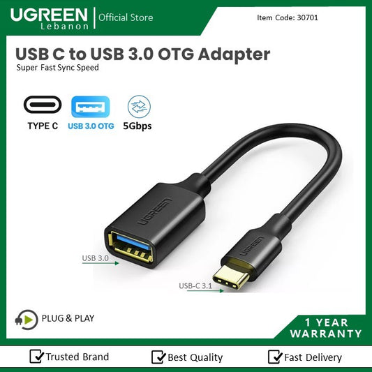 Ugreen, Otg Cable USB-C Male To USB 3.0 Female