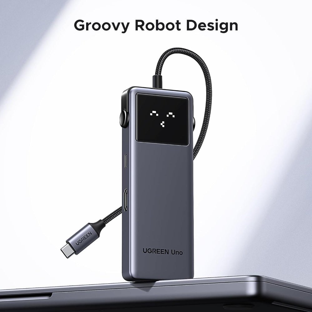 UGREEN Uno 6-in-1 USB-C Hub, HDMI 4K@60Hz, 10Gbps Durable Aluminum Alloy Design with LED Emoji Status Display - CM888 35998