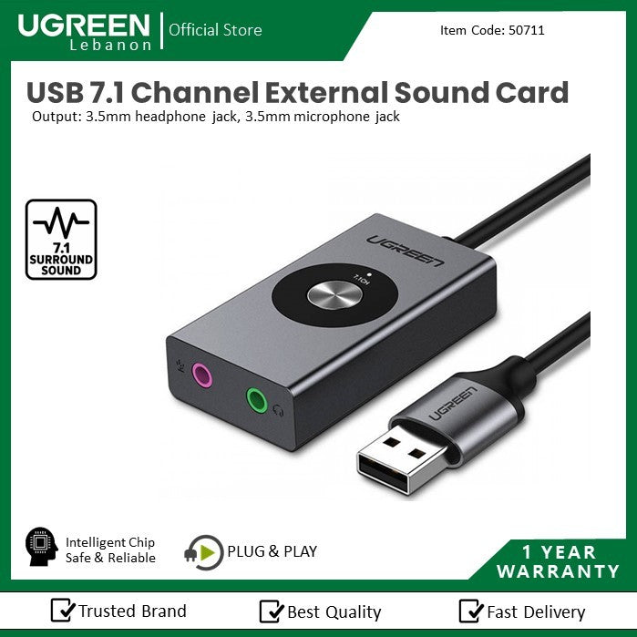 Ugreen, USB 7.1 Channel External Sound Card