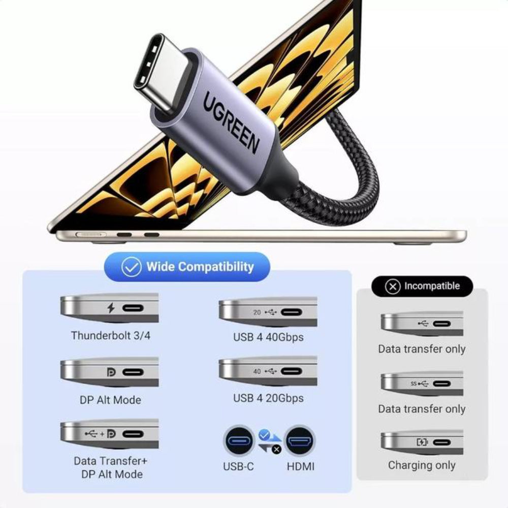 UGREEN USB-C Male to HDMI Male Braided Cable 1m, Support 8K@60Hz 4K@144Hz, 2K @240HZ - CM565 35596