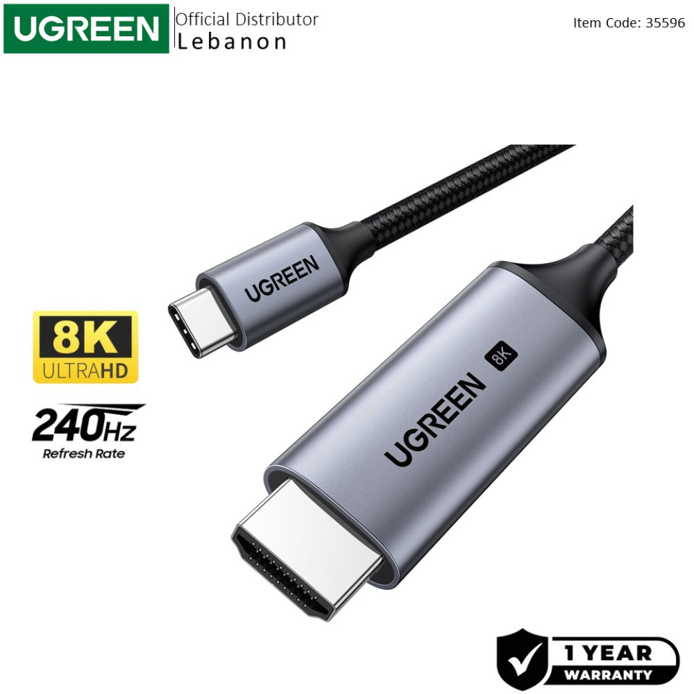 UGREEN USB-C Male to HDMI Male Braided Cable 1m, Support 8K@60Hz 4K@144Hz, 2K @240HZ - CM565 35596