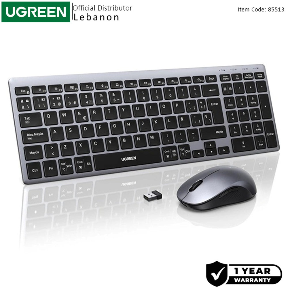 UGREEN Wireless Combo Keyboard & Mouse, Dual-Mode BT & 2.4 GHz Wireless,  Slim Elegant Design, Rechargeable  - MK552 85513