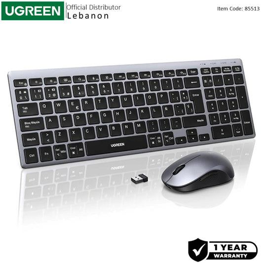UGREEN Wireless Combo Keyboard & Mouse, Dual-Mode BT & 2.4 GHz Wireless,  Slim Elegant Design, Rechargeable  - MK552 85513