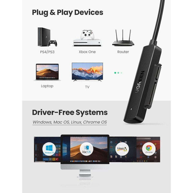 Ugreen, USB-A 3.0 to SATA Adapter Cable for 2.5? HDD and SSD - CM321 70609