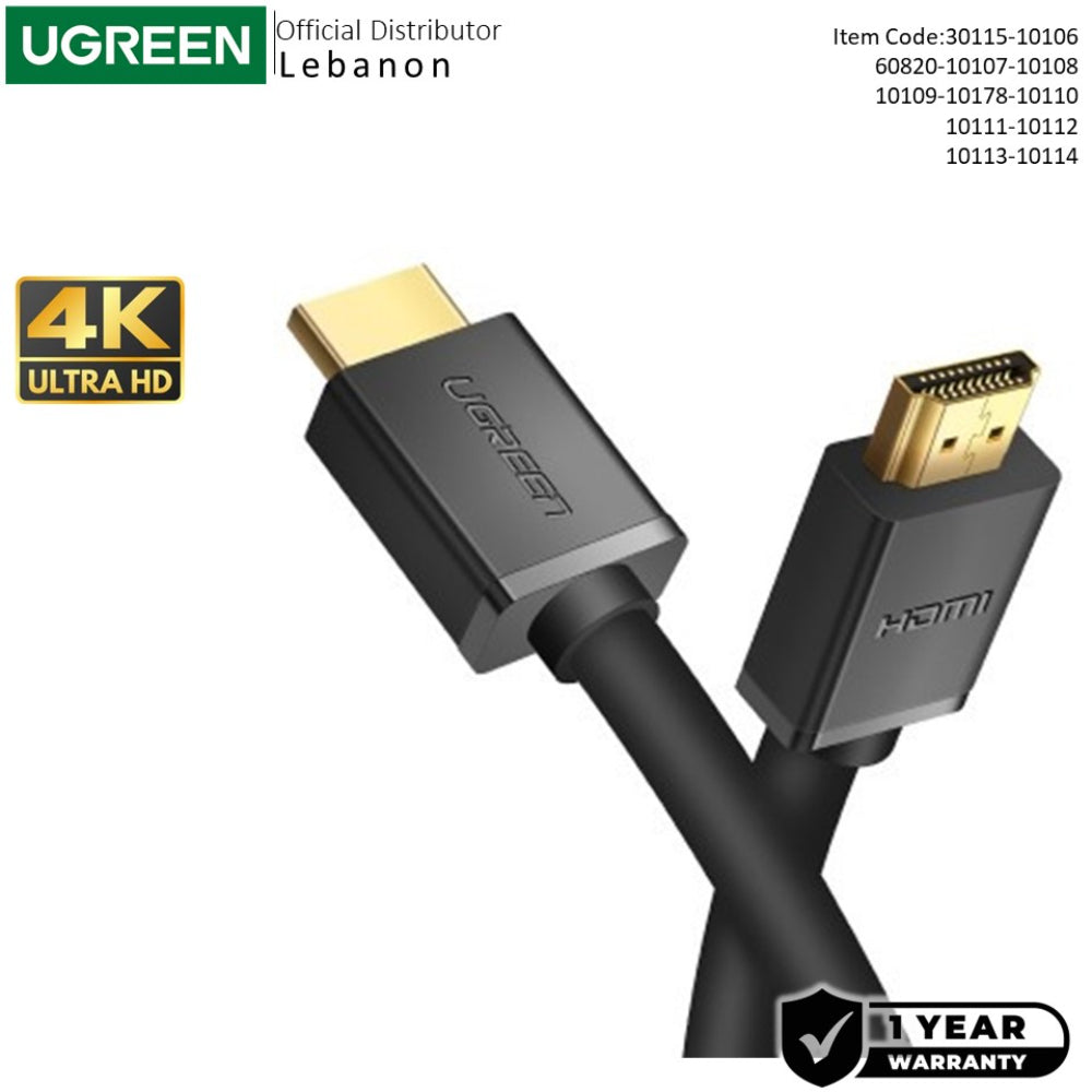 UGREEN 4K HDMI Male to Male 30M Cable, Stable & Fast connection, Premium Quality Available in Many sizes - HD104 10178 10114