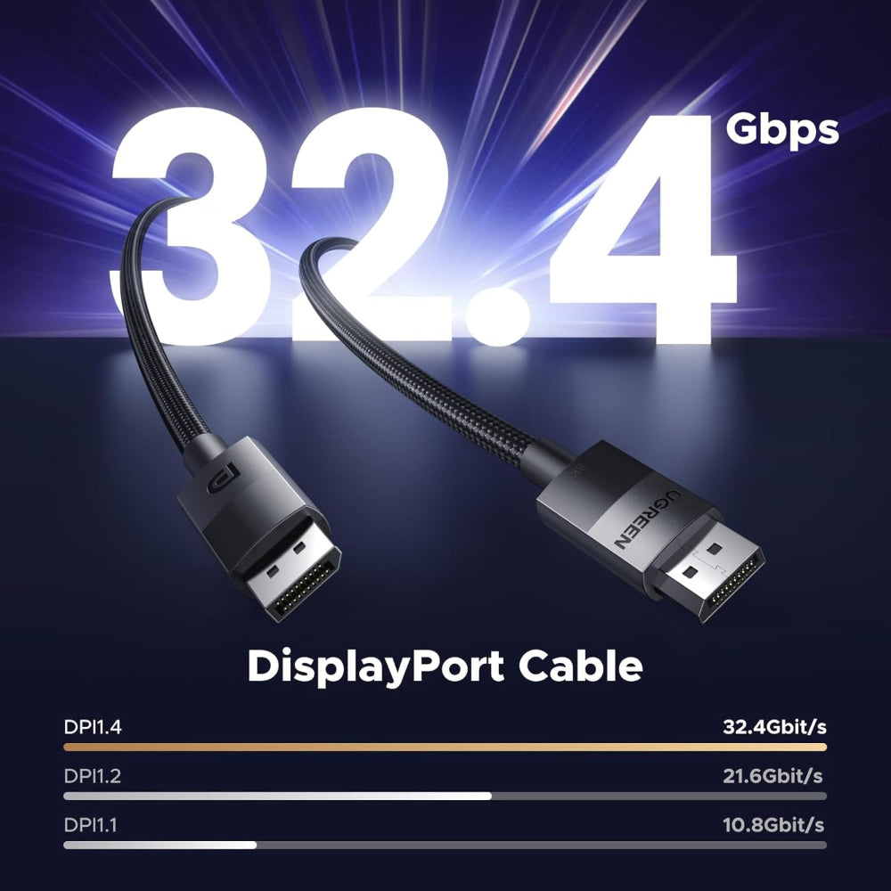 UGREEN 8K Display Port 1.4 Male to Male 3M Braided Cable - DP114 80393
