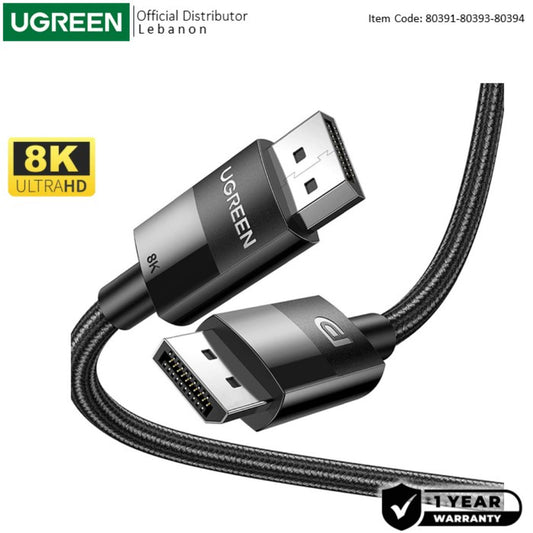 UGREEN 8K Display Port 1.4 Male to Male 3M Braided Cable - DP114 80393