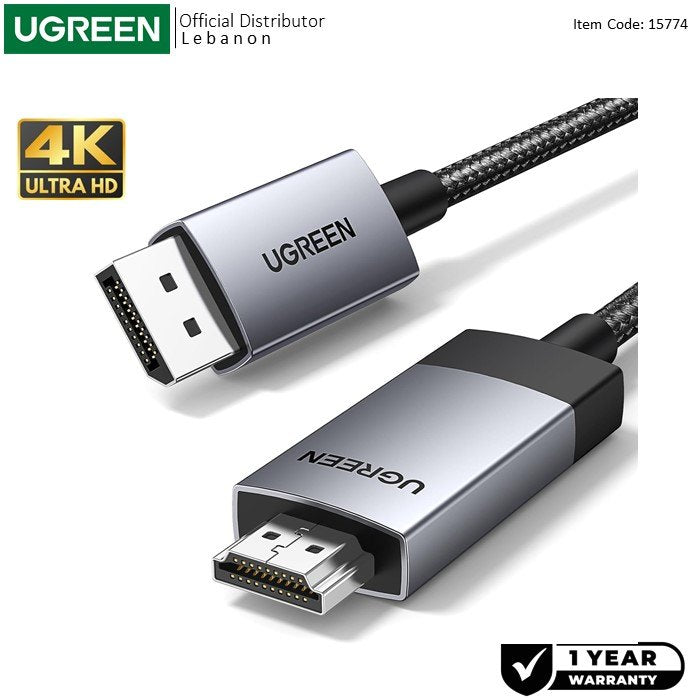 Ugreen, Display Port Male To Hdmi Male 4K Cable - Dp119 15774