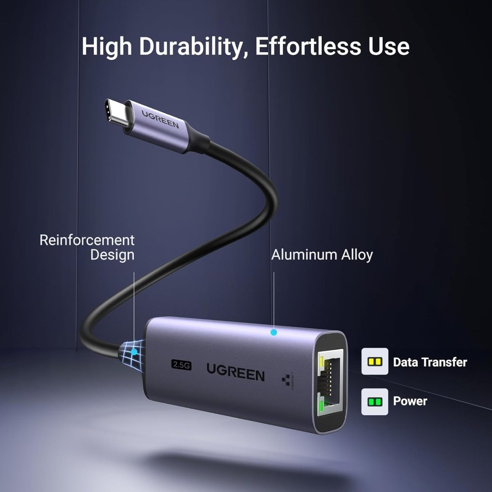 Ugreen, Usb-C 3.1 Gen1 To 2.5G Ethernet Adapter -Rj45,10/100/1000 Mbps & 2.5G - Cm648 25052