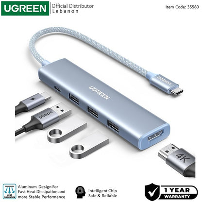 Ugreen, Revodok 5-In-1 Usb-C Hub Docking Station With Power Port Cm478 - 35580, Available in Different Colors
