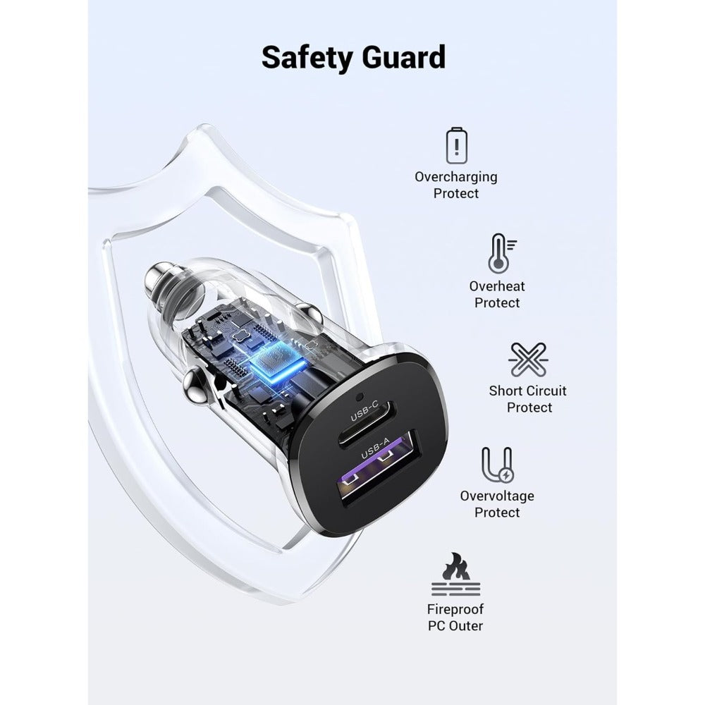 Ugreen, 30W Dual Port Fast Car Charger, For Phones, Tablets & Ipads - Ec305 25845