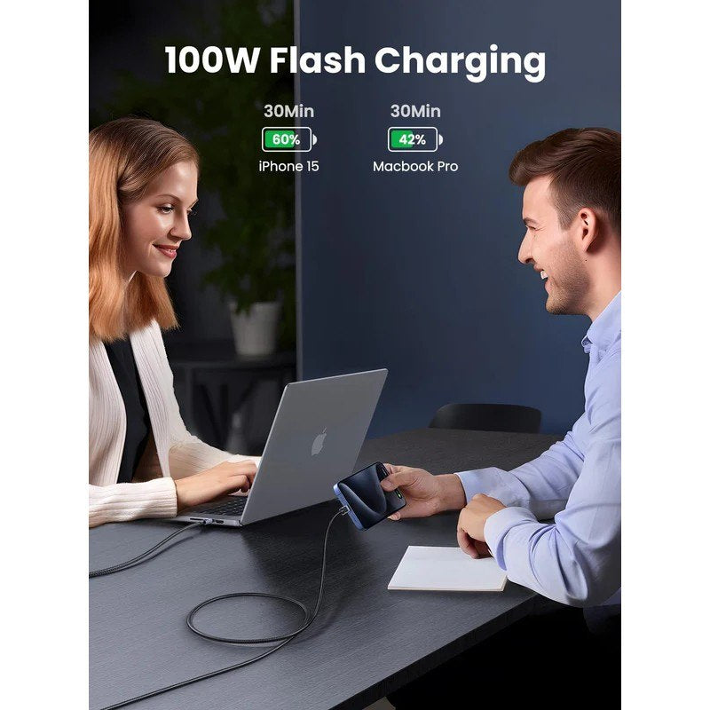 Ugreen, Usb-C To Usb-C 100W Braided Cable & Aluminum Body, Available in Different Sizes