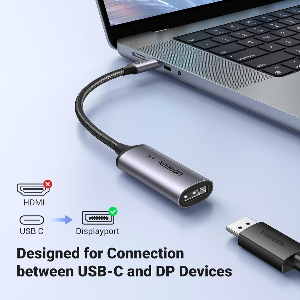 Ugreen, Usb-C Male To Display Port Female Braided Convertor Support 8K@60Hz, 4K@240Hz - Cm654 15575