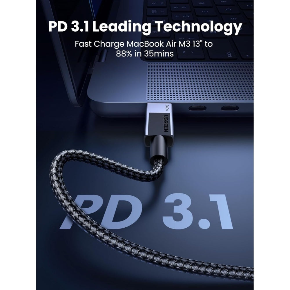 Ugreen, Usb-C To Usb-C 240W Braided Cable & Aluminum Body - L513 45067 45068, Available in Different Sizes