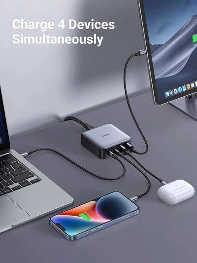 Ugreen, Nexode 65W Ganinfinity Chip, 4 Ports Charger For Phones, Tablets, Ipads, Laptops & Macbooks - Cd327 90747